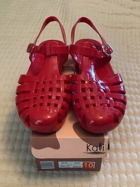 Kali Red Woven Jelly Slingback Sandals